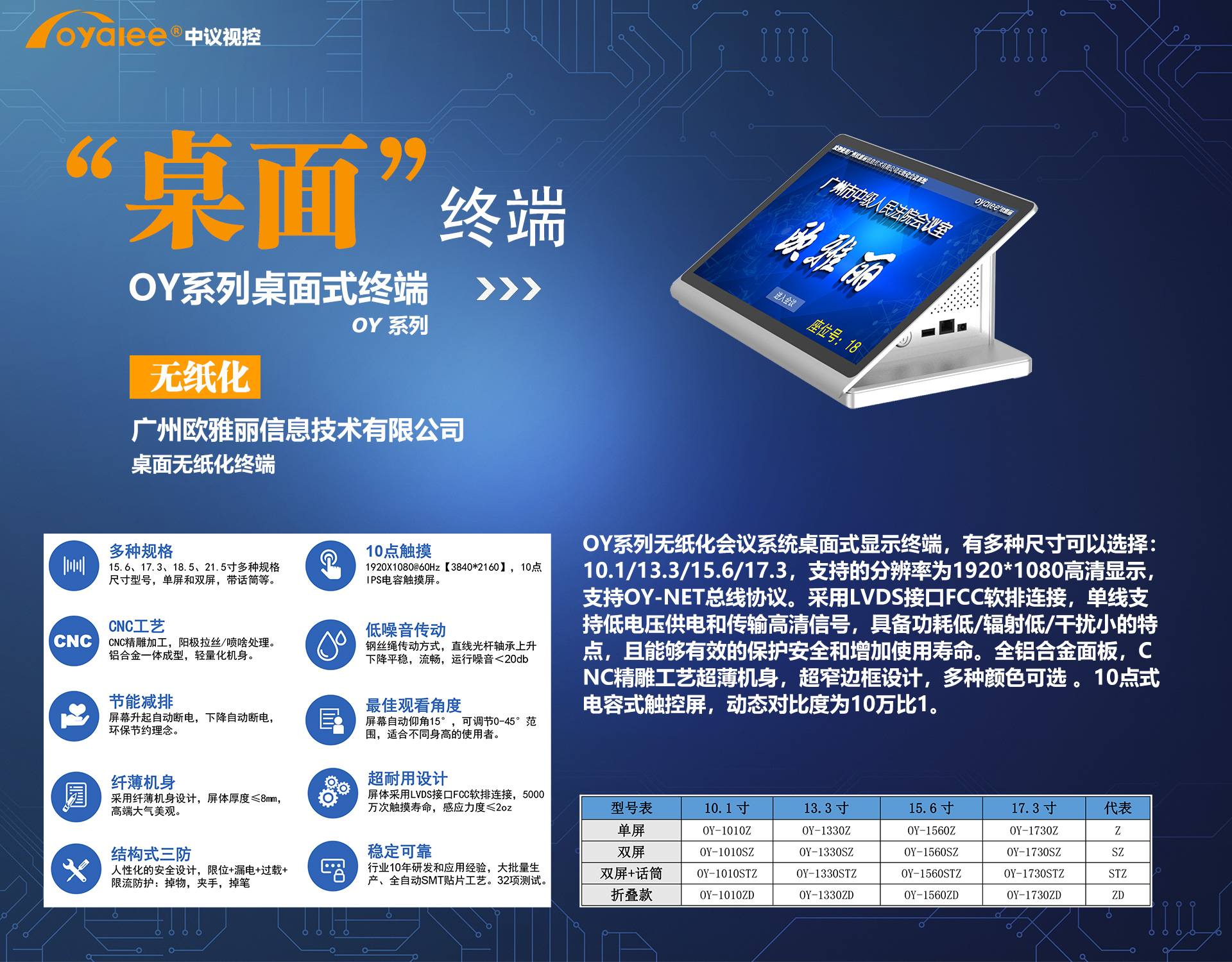 10.1/13.3/15.6/17.3桌面式终端